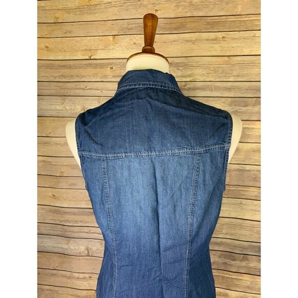 Forever 21 Womens M Chambray Top Snap Front - Picture 5 of 9
